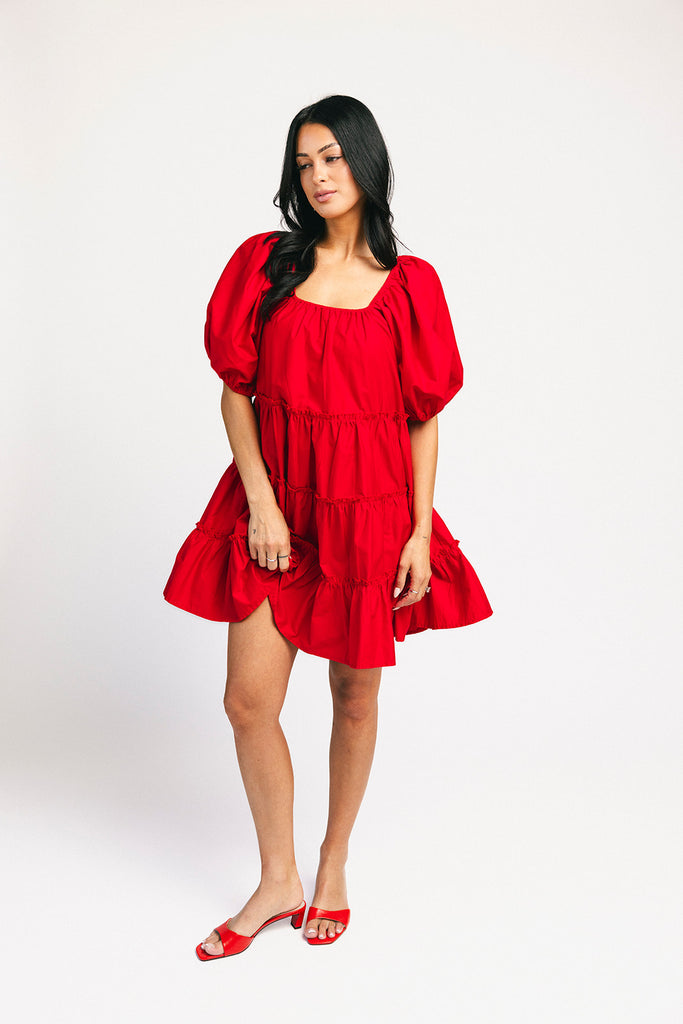 short daymaker dress // red poplin *zoco exclusive*