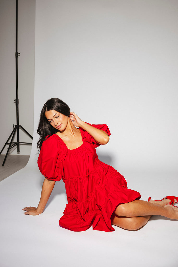 short daymaker dress // red poplin *zoco exclusive*