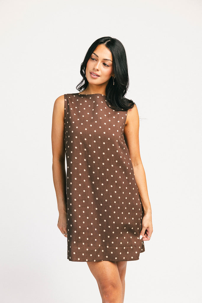 sicily linen mini dress // mocha dot *zoco exclusive*