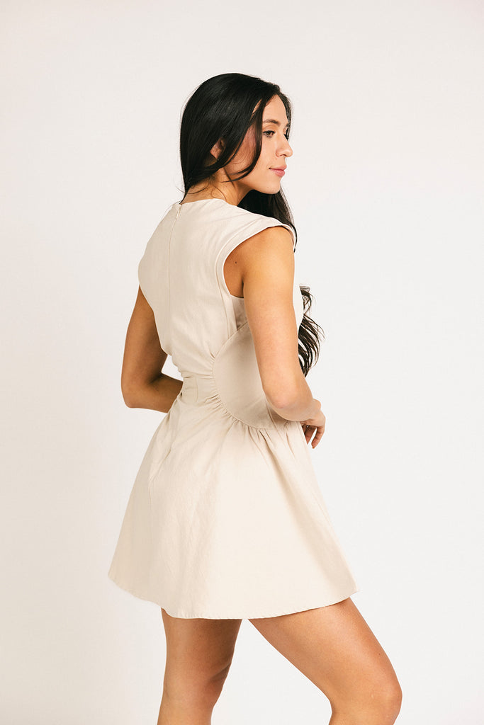 have a seat mini dress // beige