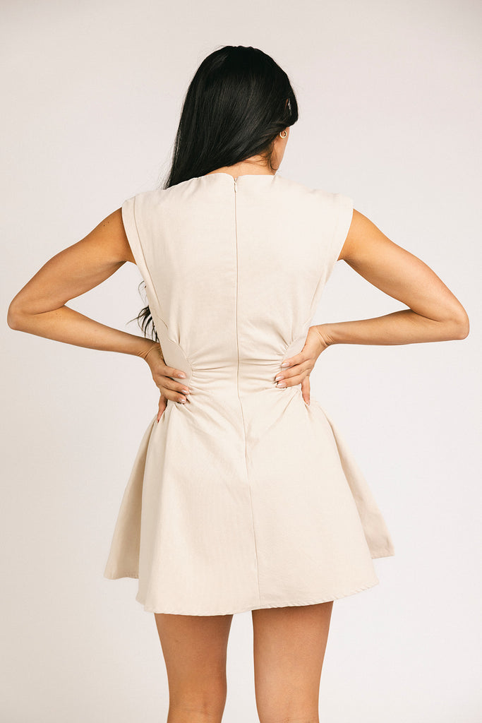 have a seat mini dress // beige