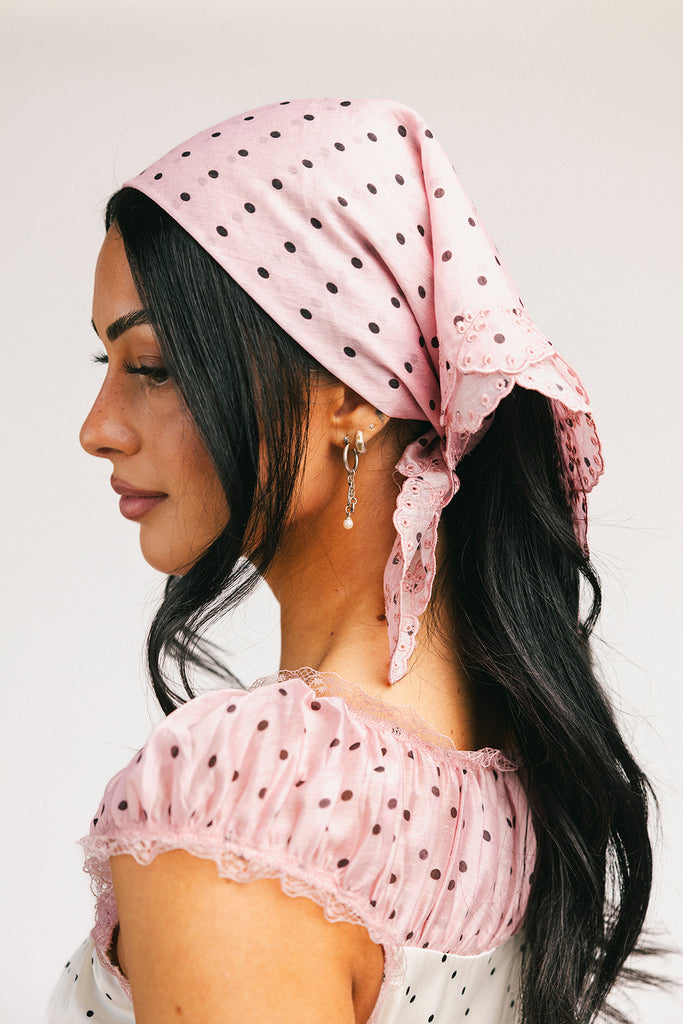 hadley mini dress + scarf // pink polka dot *zoco exclusive*
