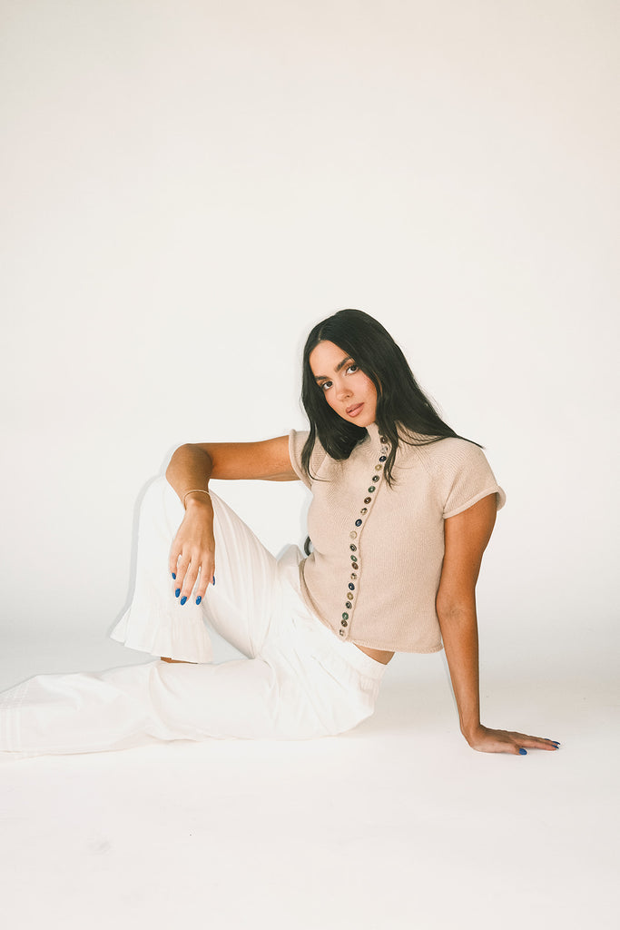 ciera button sweater // oat *zoco exclusive*