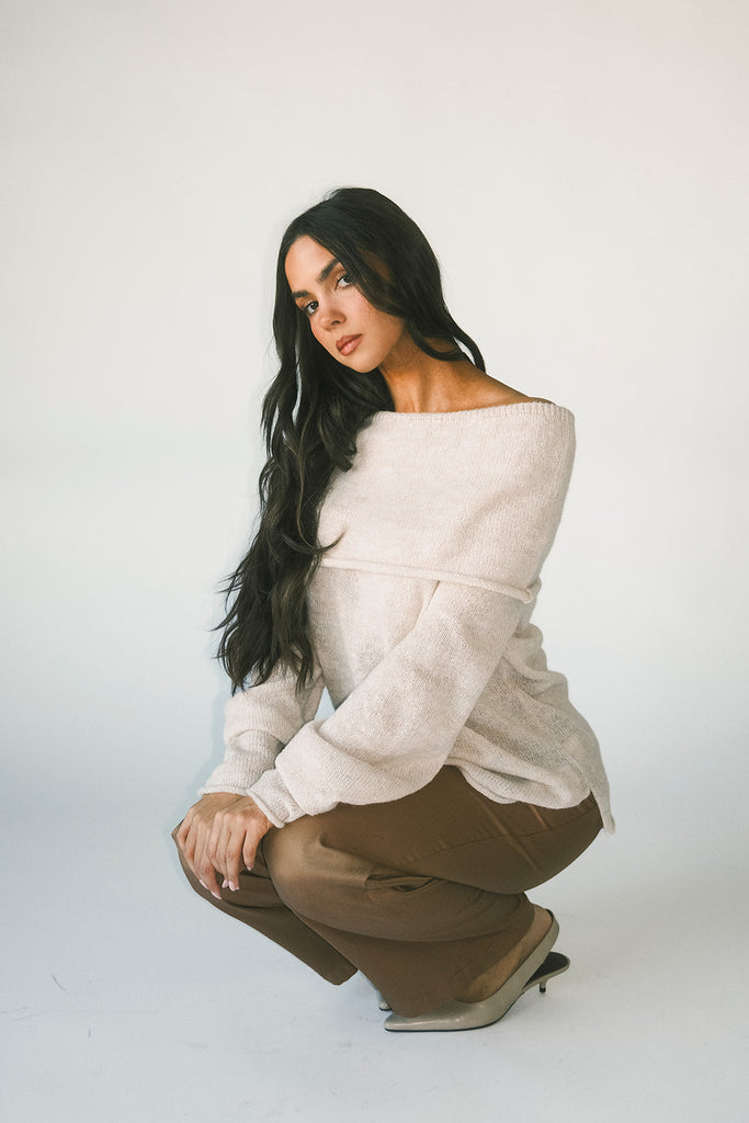 monroe cold shoulder sweater // oatmeal *zoco exclusive*