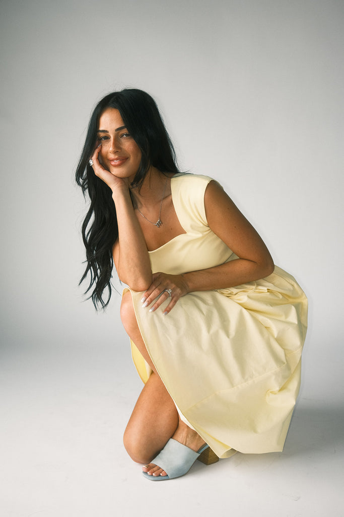 afterglow midi dress // butter yellow *zoco exclusive*