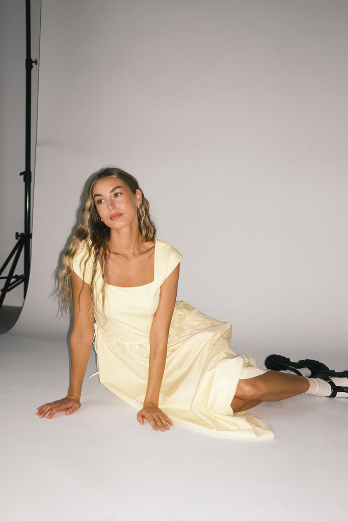 afterglow midi dress // butter yellow *zoco exclusive*