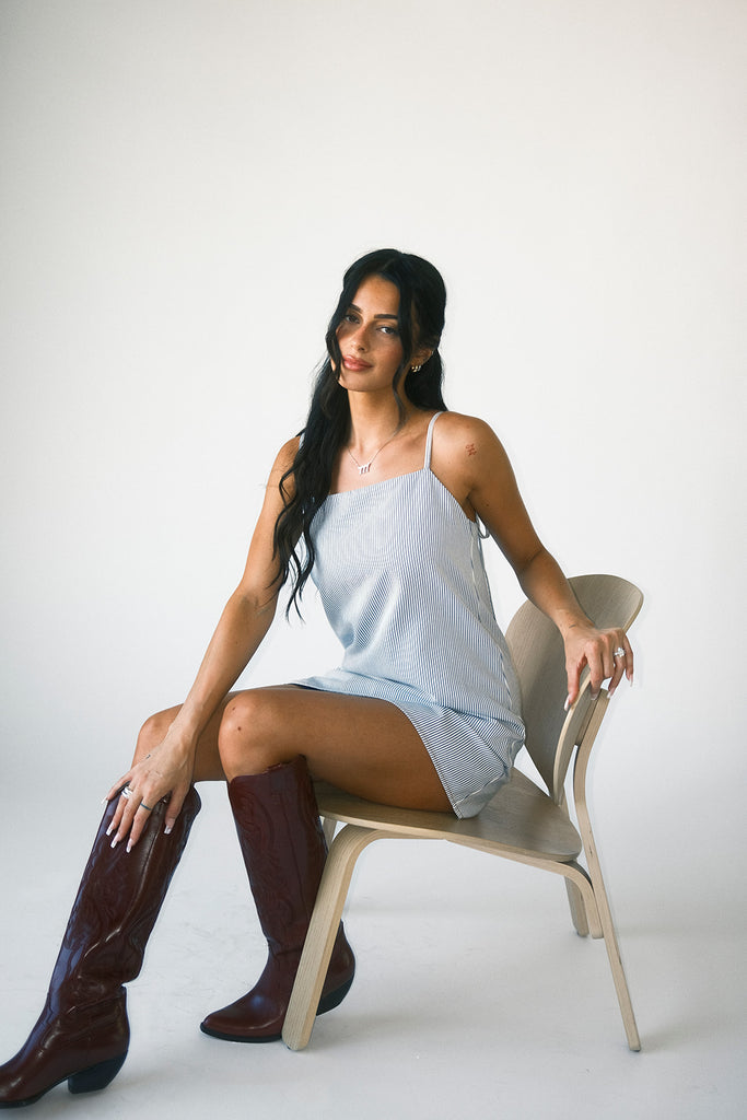 charlie mini dress // blue stripe denim *zoco exclusive*