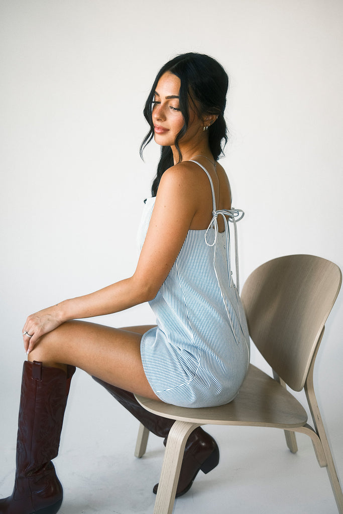 charlie mini dress // blue stripe denim *zoco exclusive*