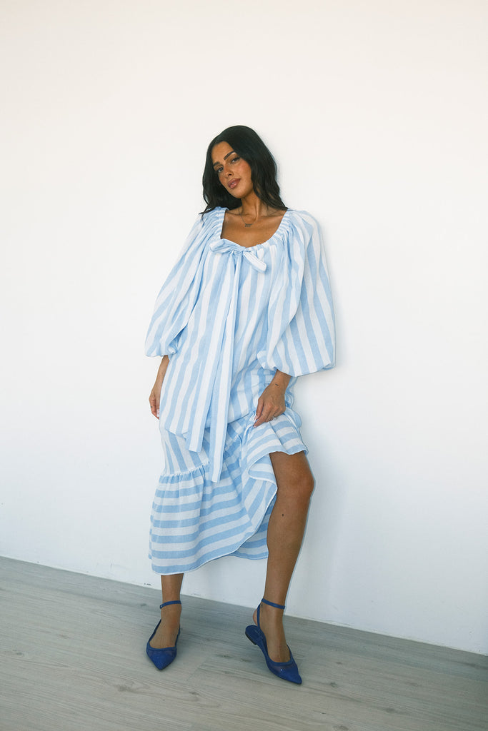 capri maxi dress // blue stripes *zoco exclusive*