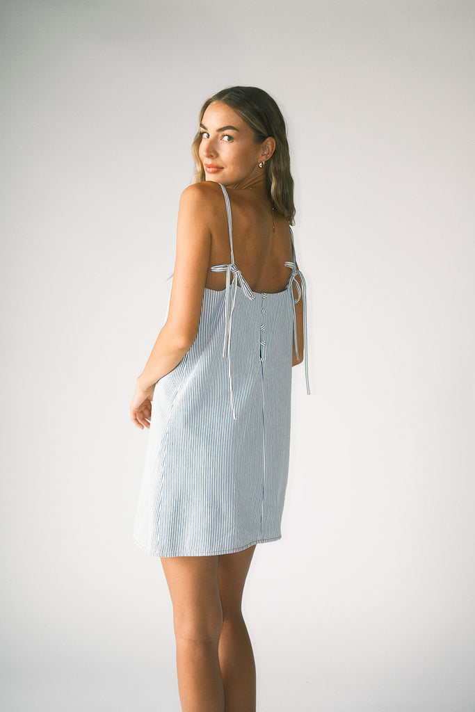 charlie mini dress // blue stripe denim *zoco exclusive*