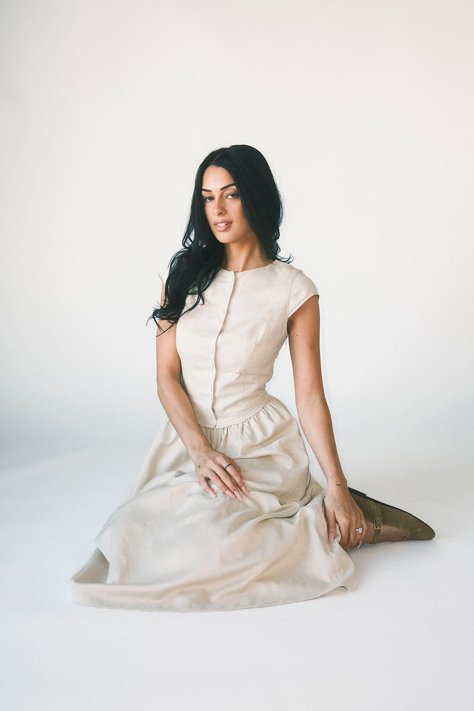 heirloom button midi dress // natural *zoco exclusive*