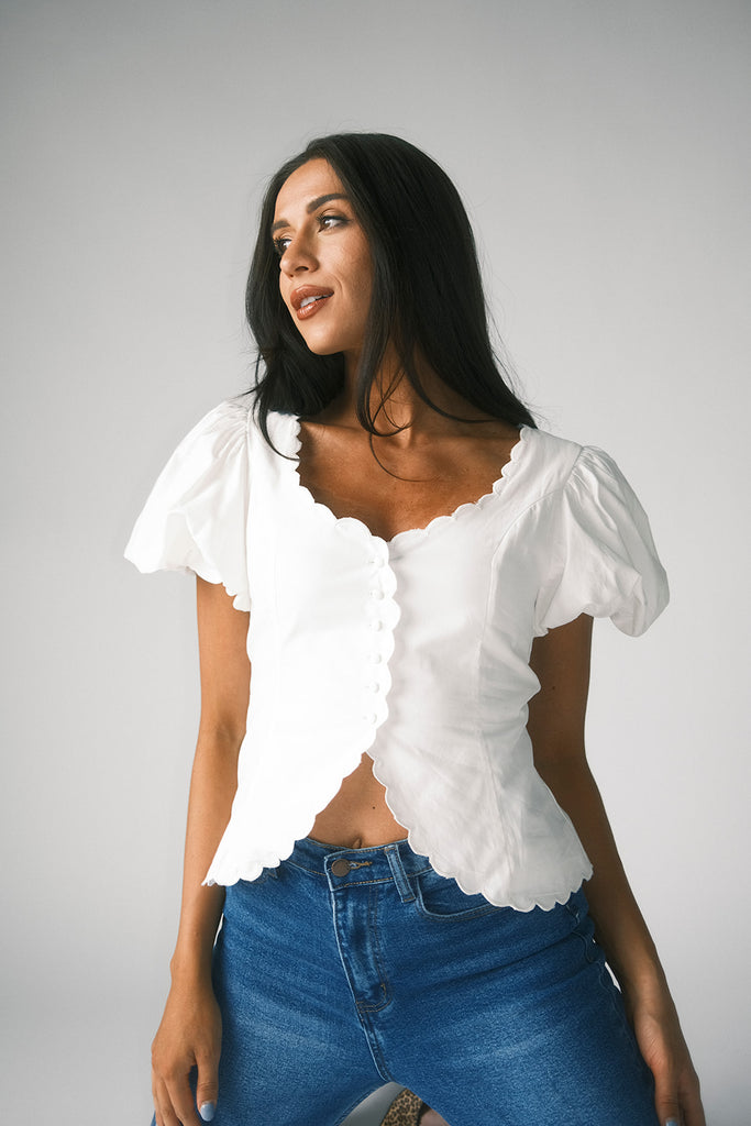 rue button top // white *zoco exclusive*