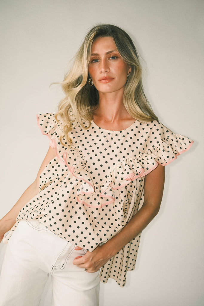 blondie ruffle top // polka dot *zoco exclusive*