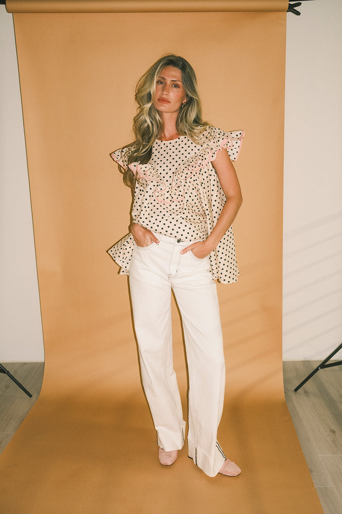 blondie ruffle top // polka dot *zoco exclusive*