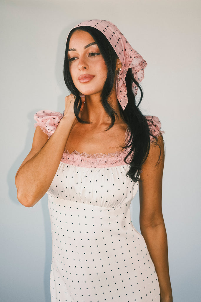 sorel scarf // pink polka dot *zoco exclusive*
