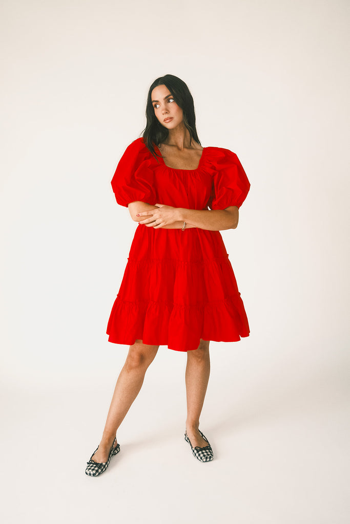 short daymaker dress // red poplin *zoco exclusive*