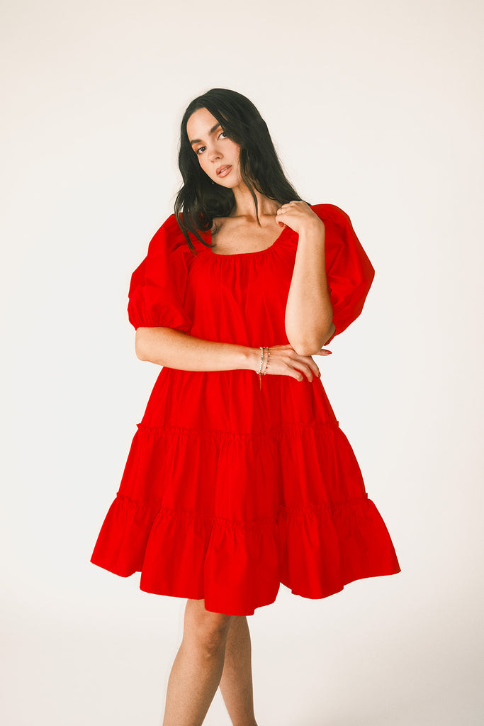 short daymaker dress // red poplin *zoco exclusive*
