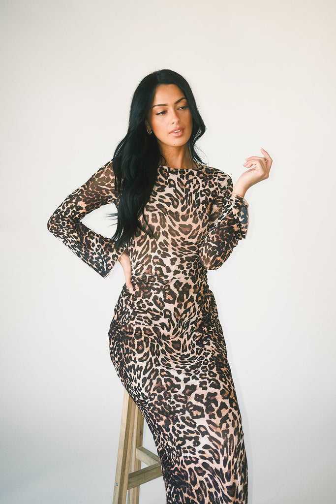 be right there mesh dress // leopard *zoco exclusive*