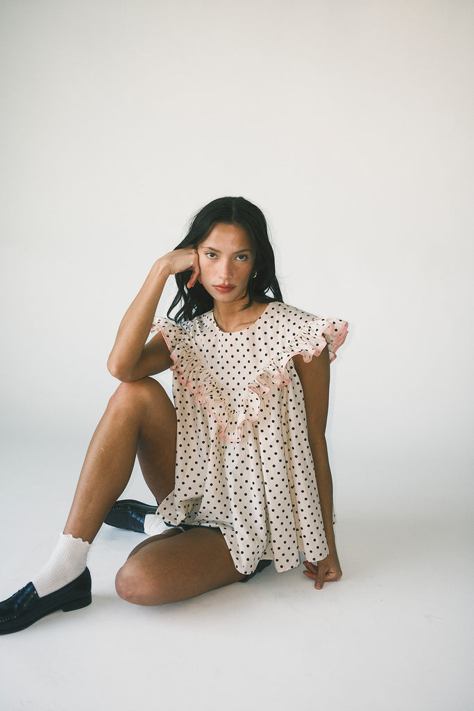 blondie ruffle top // polka dot *zoco exclusive*