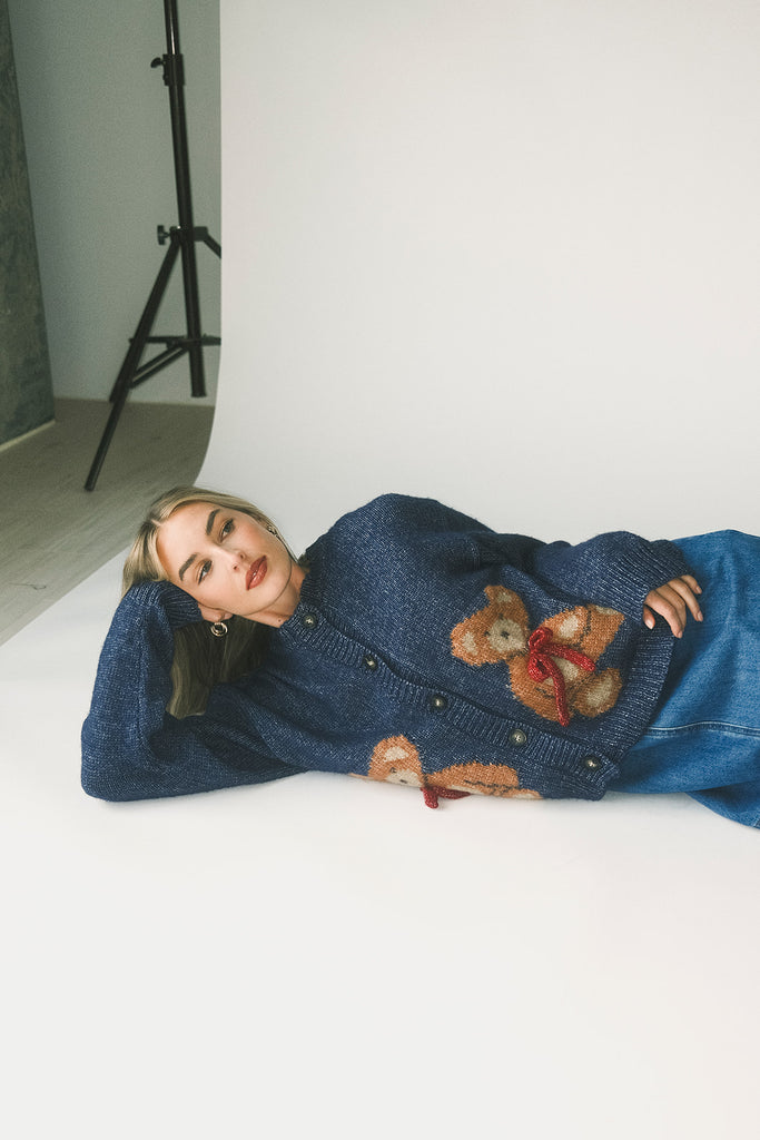 teddy cardigan // navy *restocked*