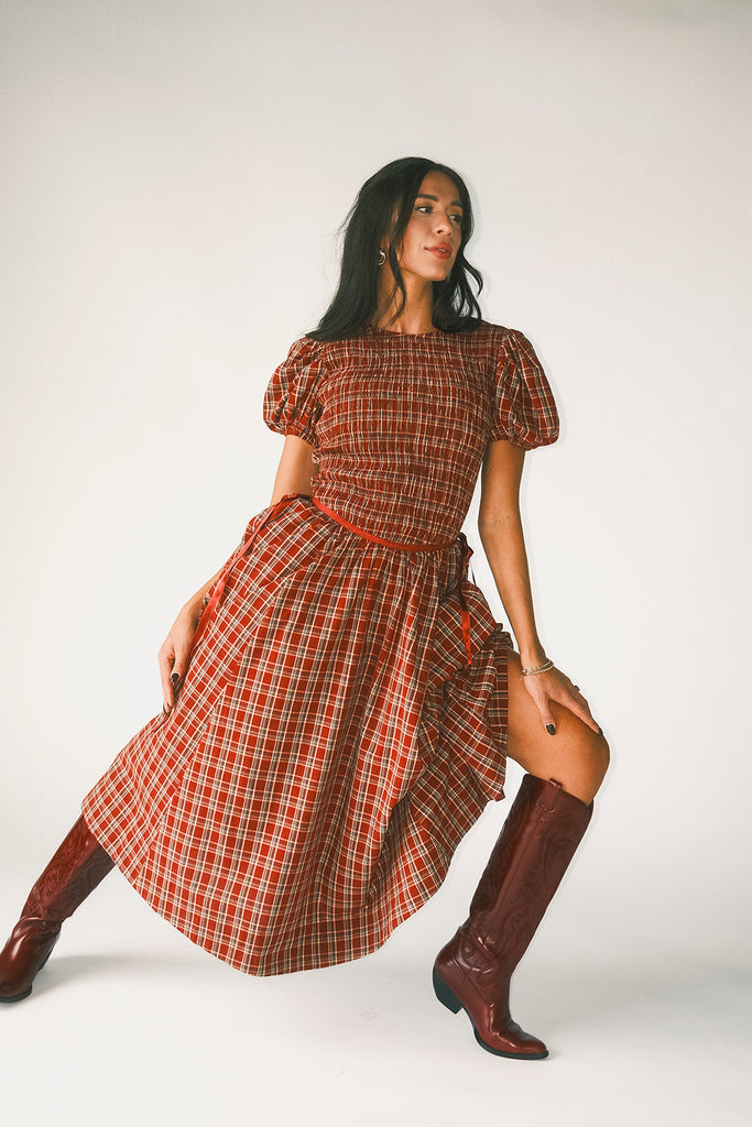 gia smocked dress // red *zoco exclusive*