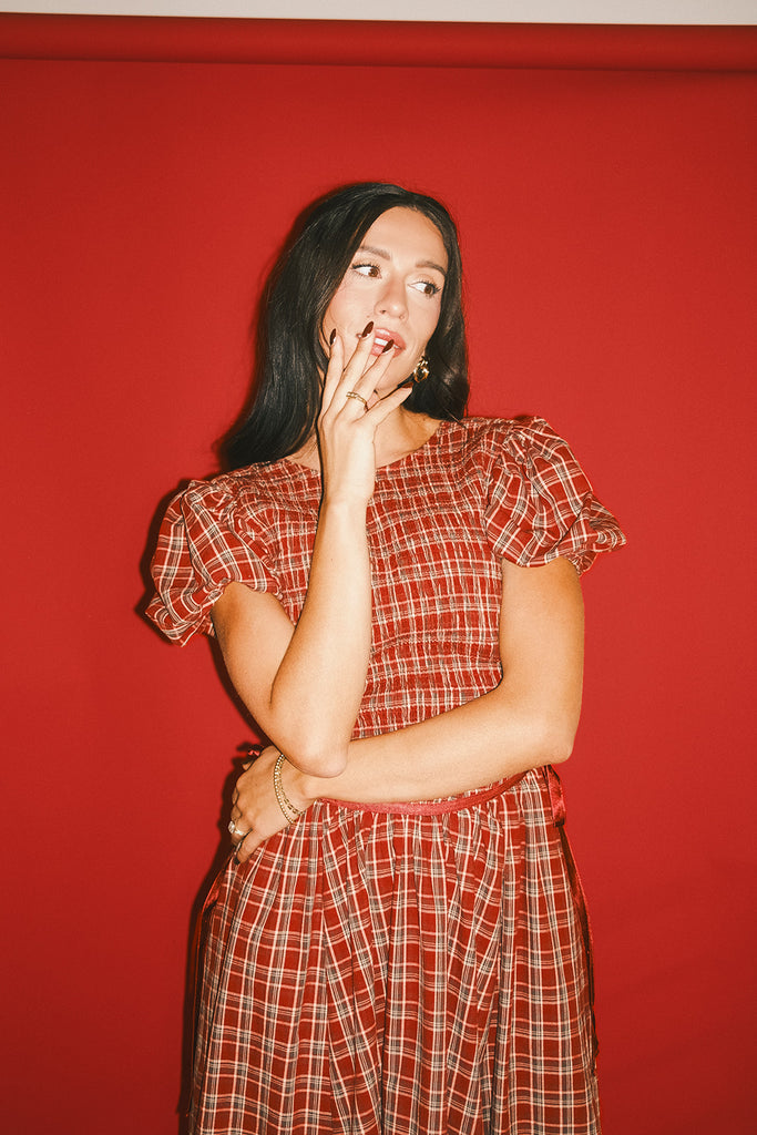 gia smocked dress // red *zoco exclusive*