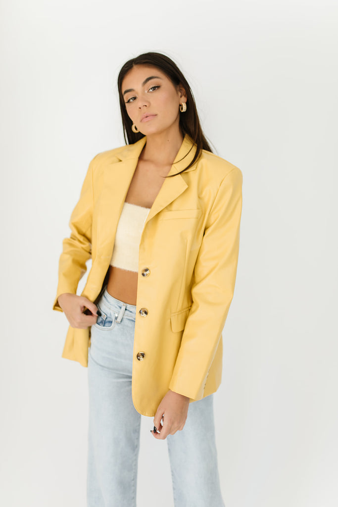 lights out faux leather blazer