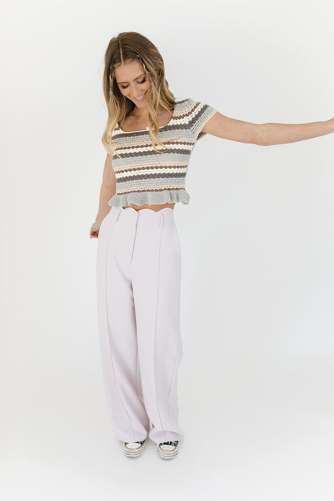 scallop wide leg trousers