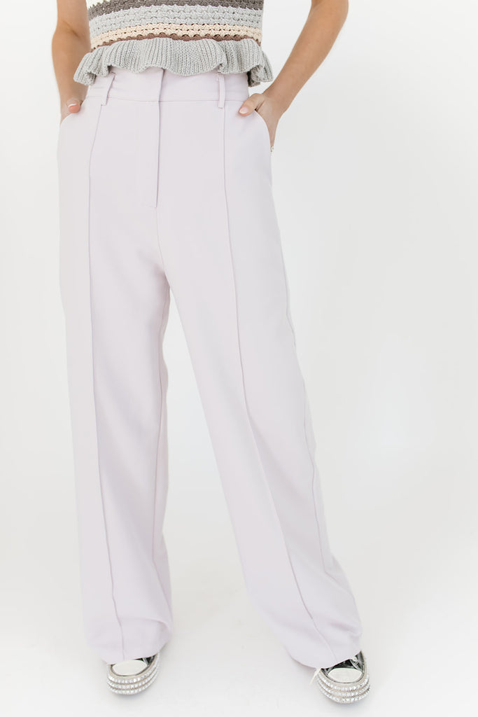 scallop wide leg trousers