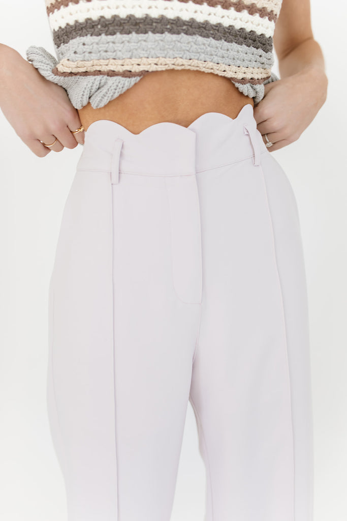 scallop wide leg trousers