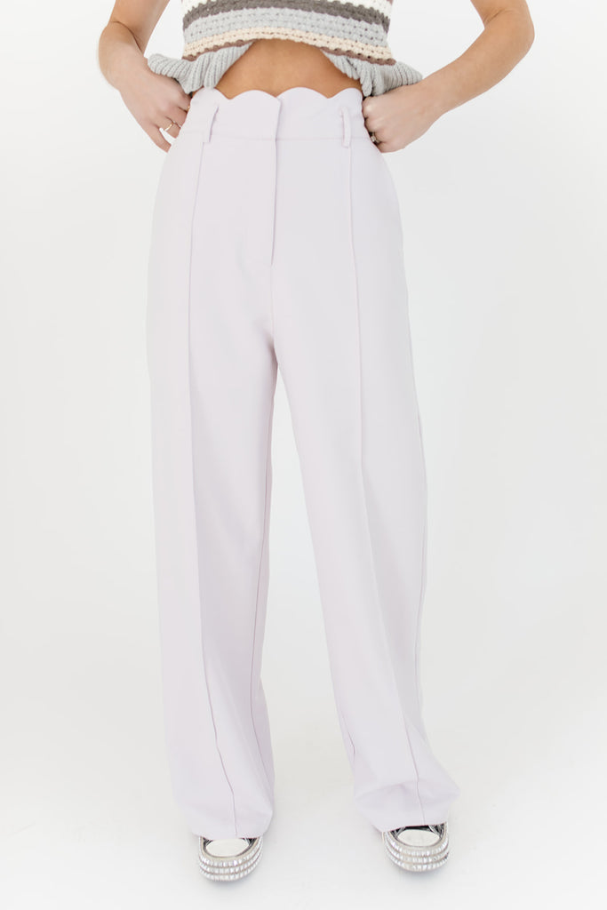scallop wide leg trousers
