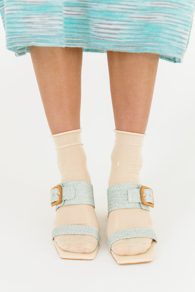 posy raffia slide in mint // dolce vita