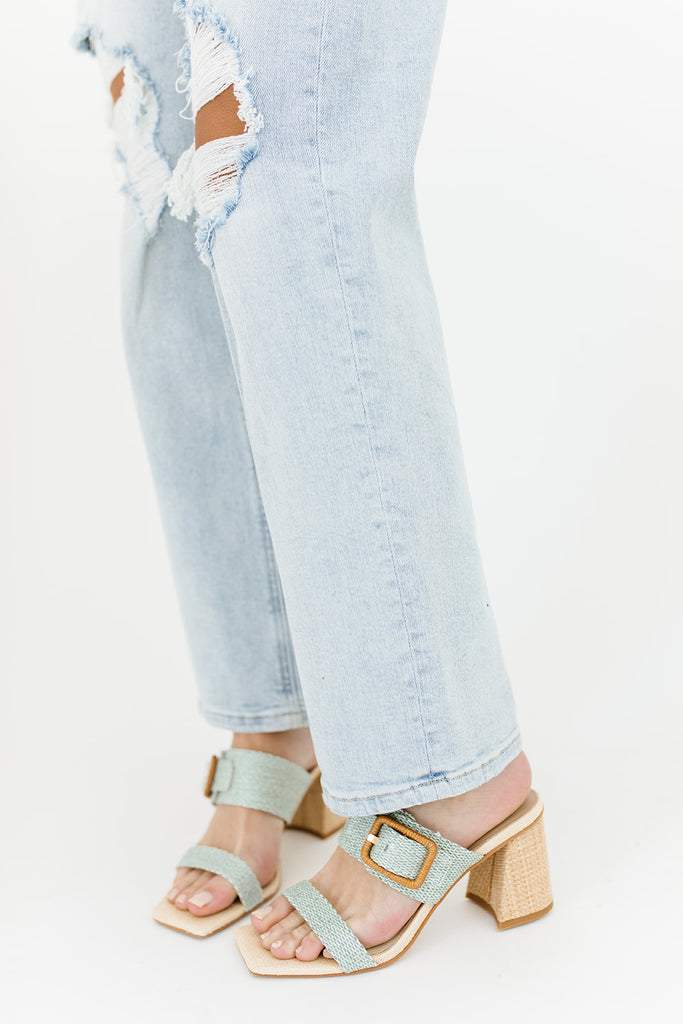 posy raffia slide in mint // dolce vita