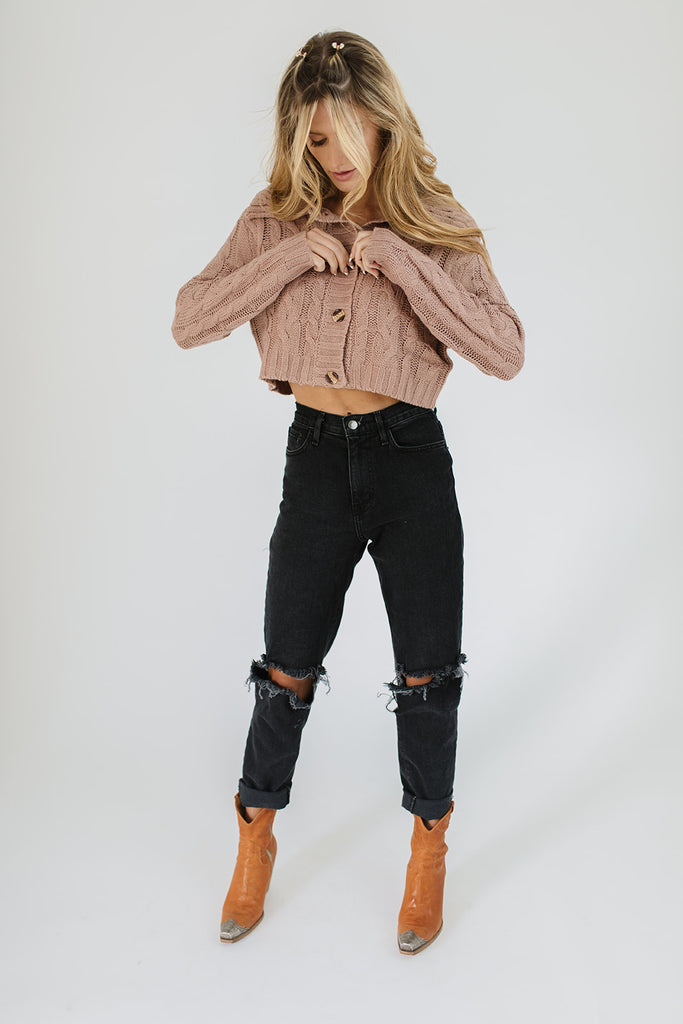 benji button sweater // dusty mauve