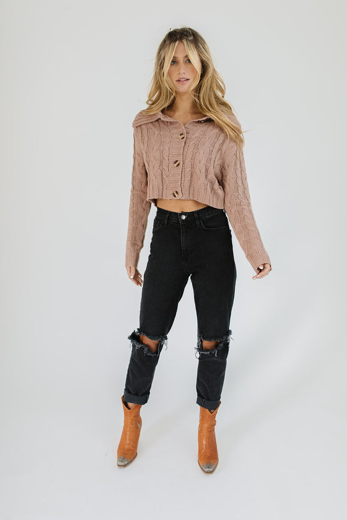 benji button sweater // dusty mauve