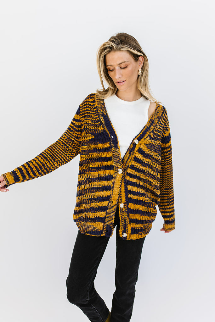 one up striped cardigan