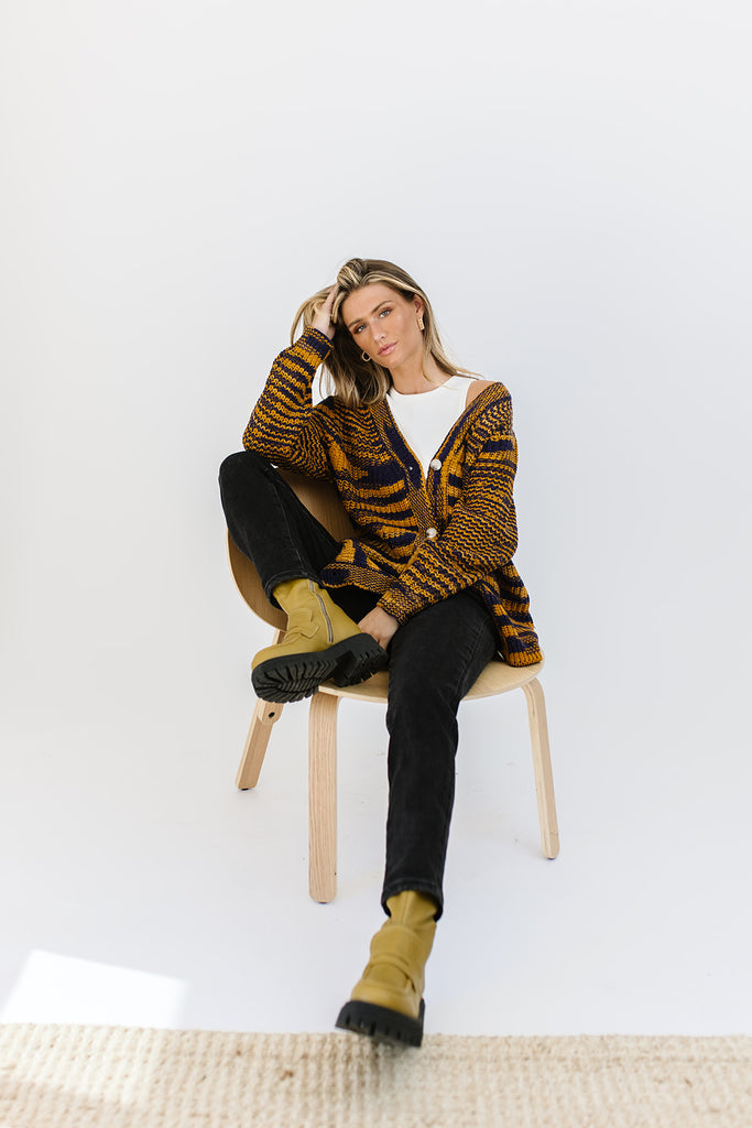 one up striped cardigan