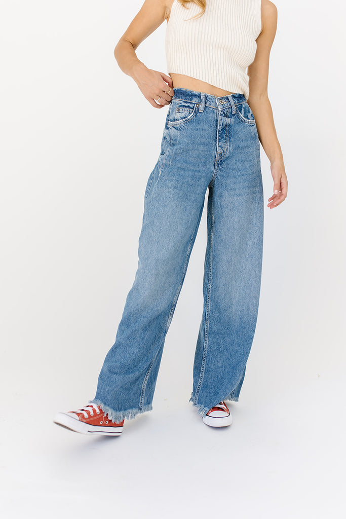 old west slouchy jeans in canyon blue // free people