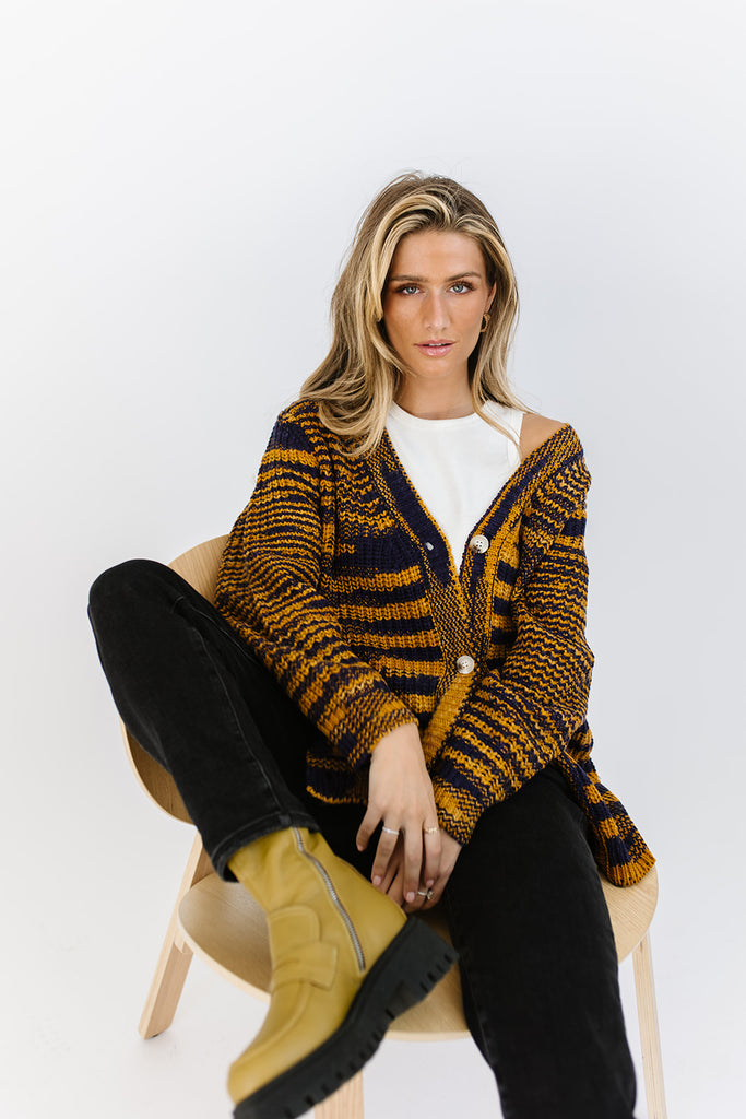 one up striped cardigan