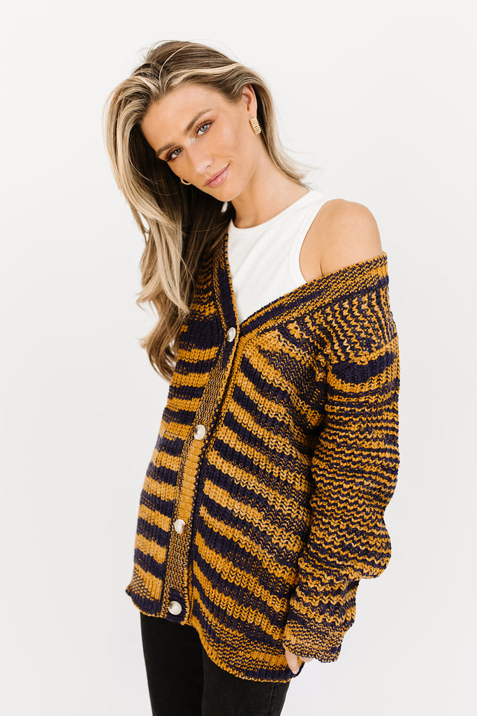 one up striped cardigan