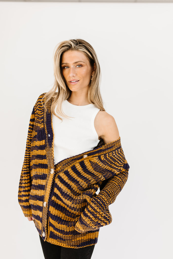 one up striped cardigan