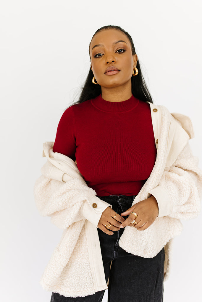 live forever mock neck top