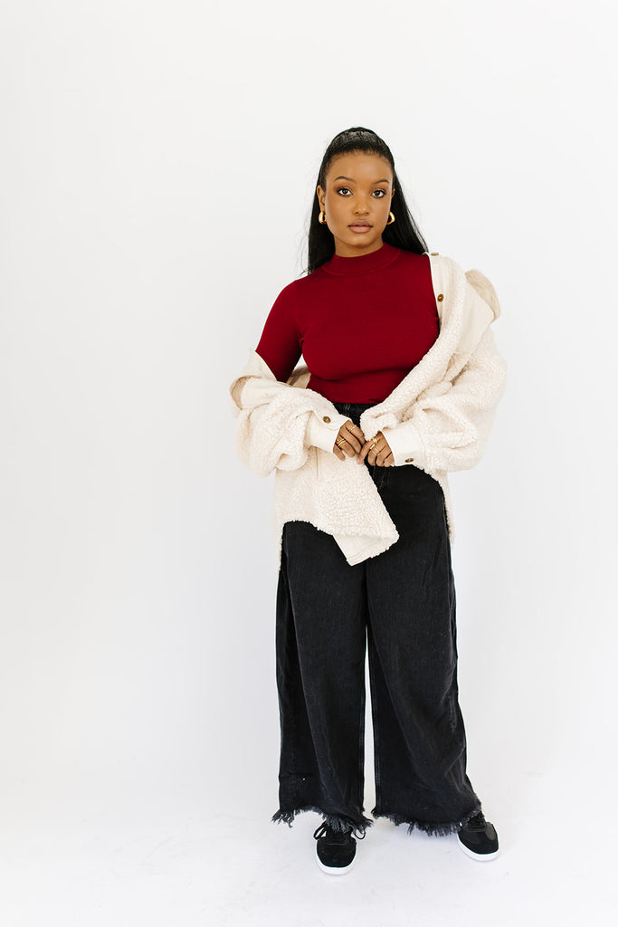 live forever mock neck top