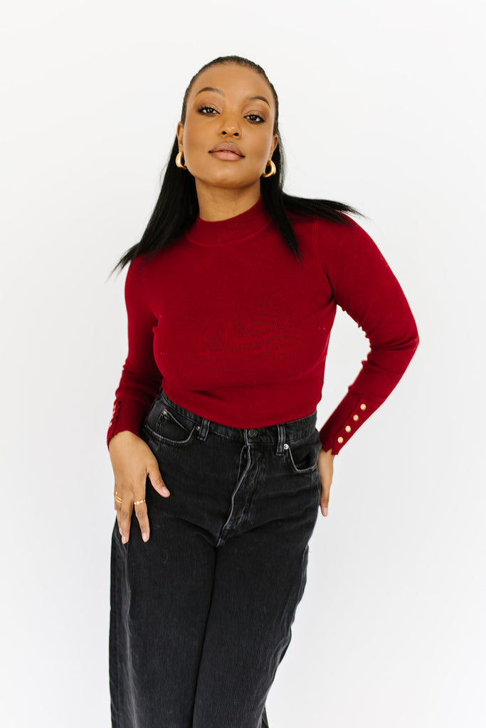 live forever mock neck top