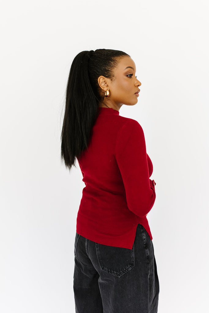 live forever mock neck top