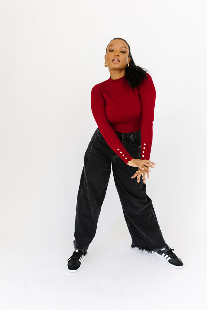 live forever mock neck top