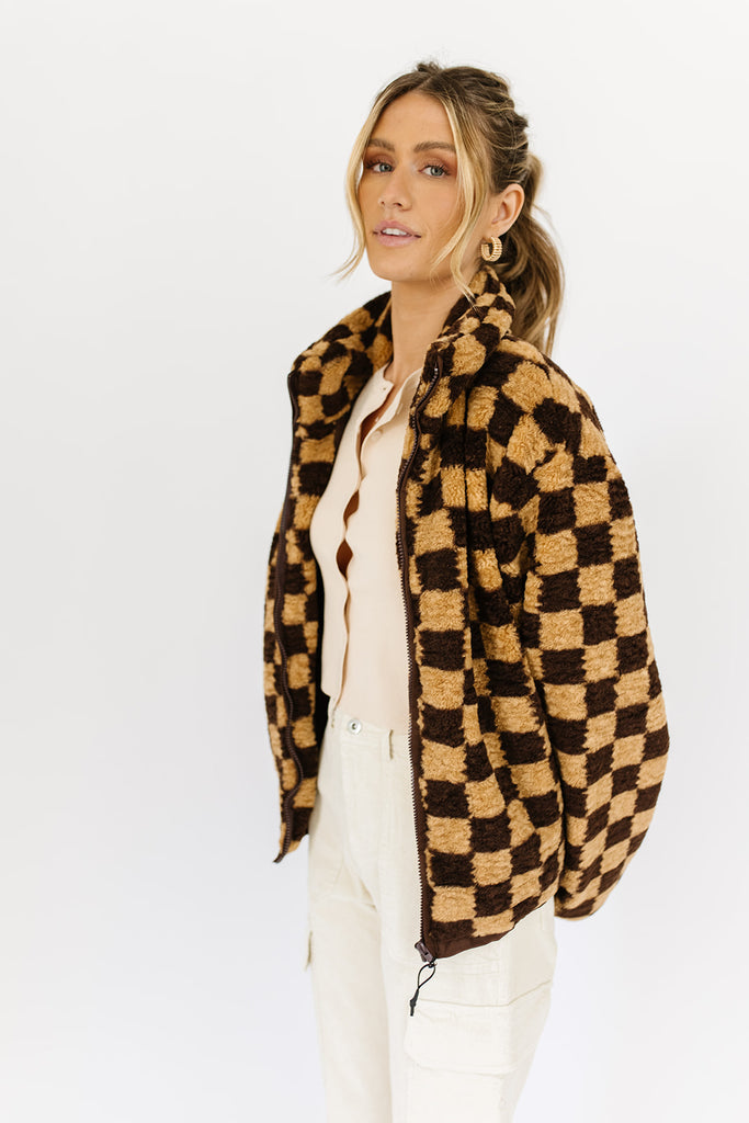 coco checkered fleece jacket