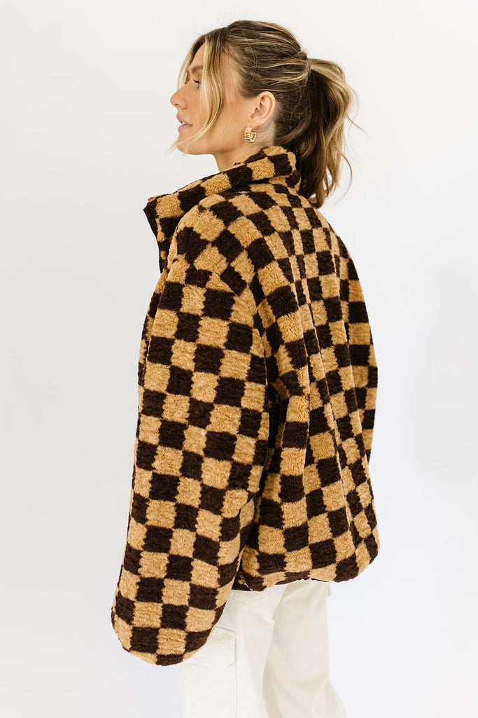 coco checkered fleece jacket