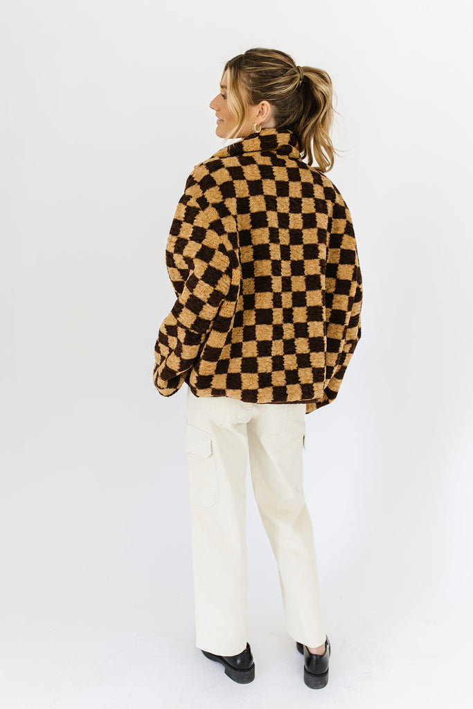 coco checkered fleece jacket