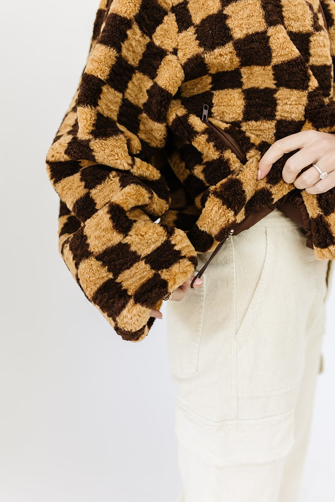 coco checkered fleece jacket
